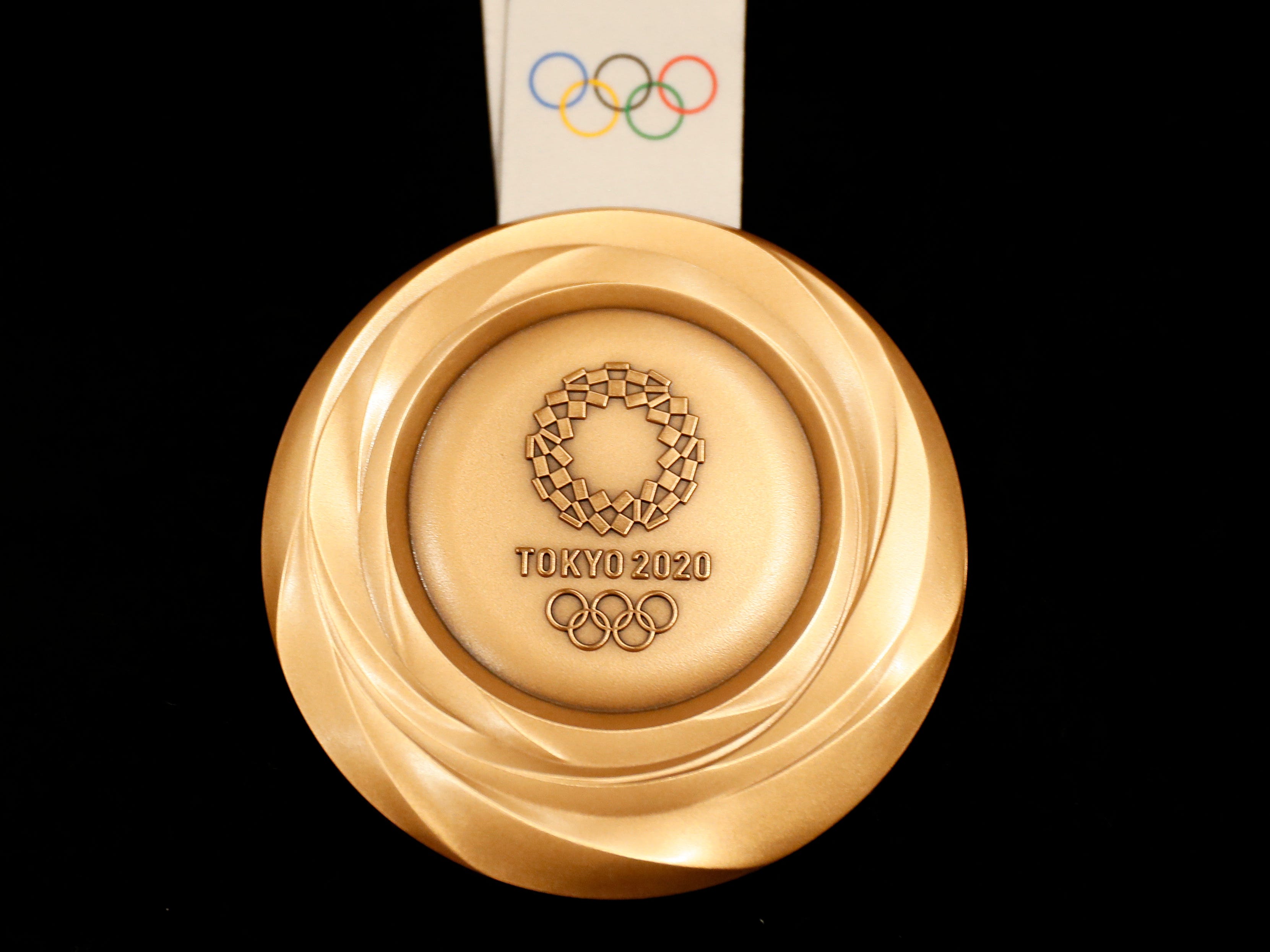 Closer look at the the bronze medal for the 2020 Summer Olympics.