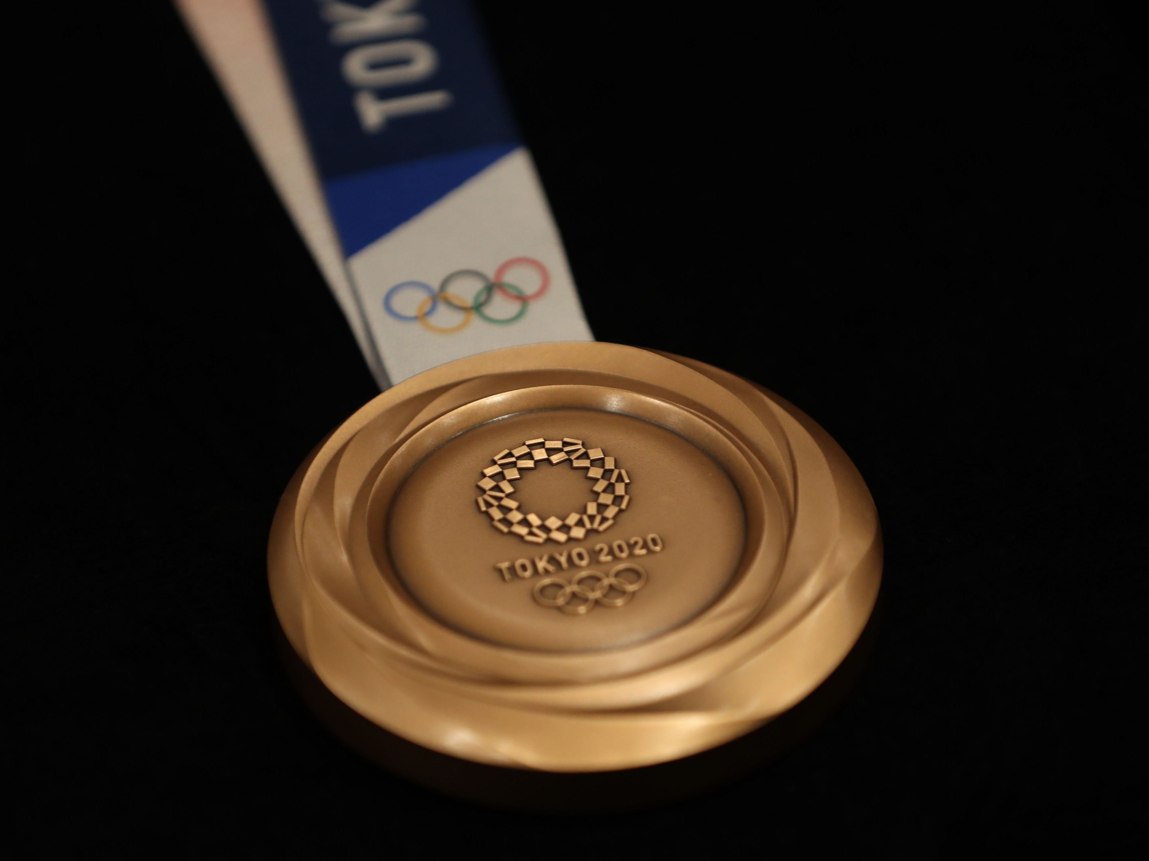 Another view of the bronze medal for the Tokyo 2020 Summer Olympics.