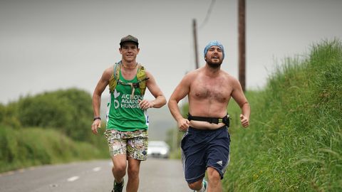 David Paul Cook (right) with Chris Jones running 10 Marathons in 10 Days in 2019.