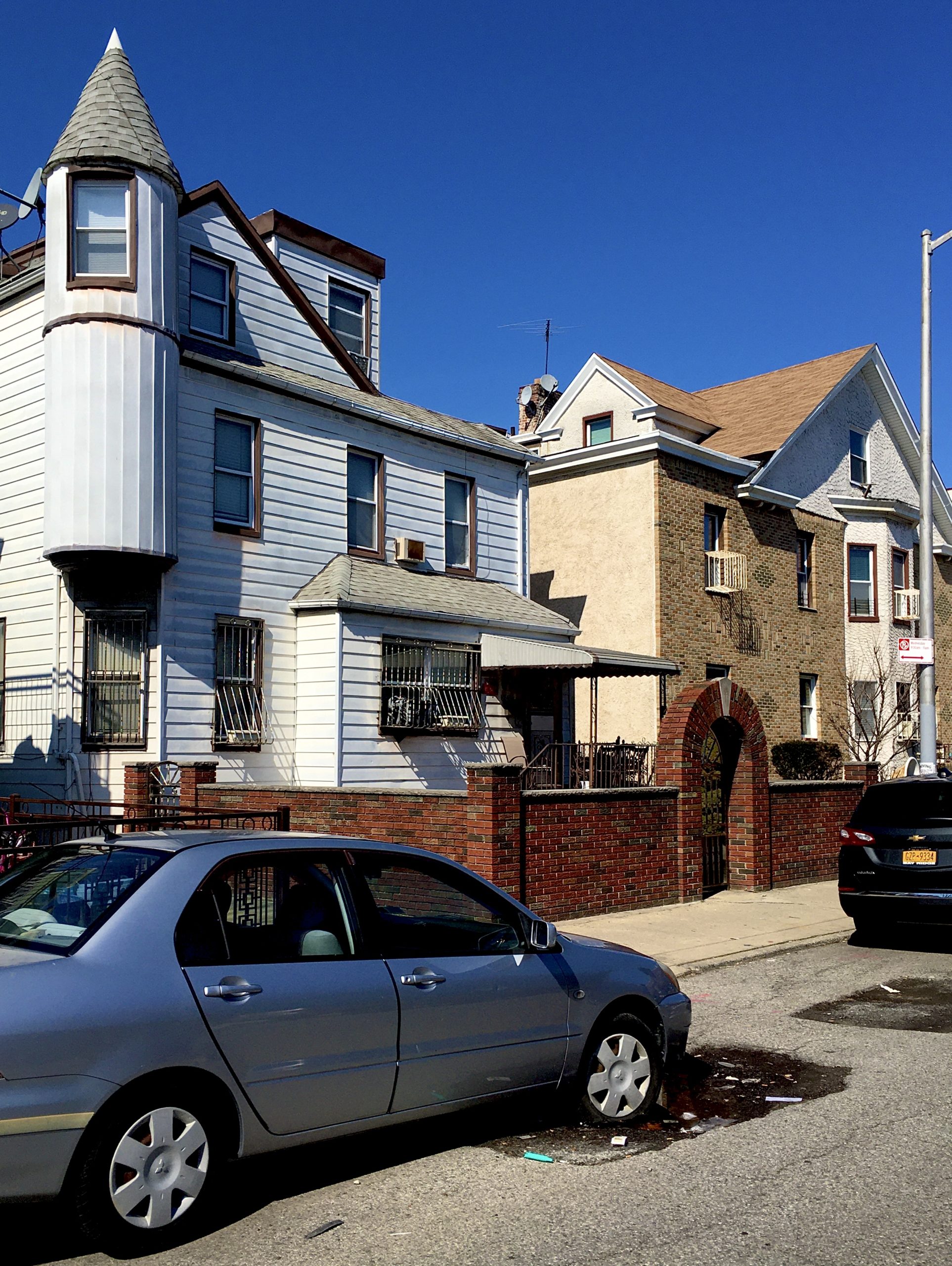  I’m charmed by the skinny turret on this Bay 26th Street house in Bath Beach. Photo: Lore Croghan/Brooklyn Eagle