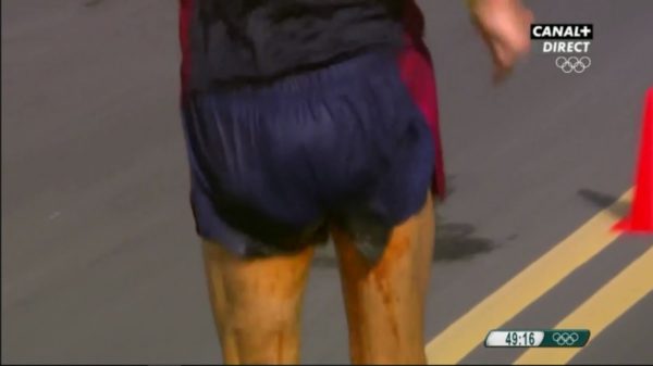 French racewalker, Yohann Diniz suffering in the heat at Rio De Janeiro olympics