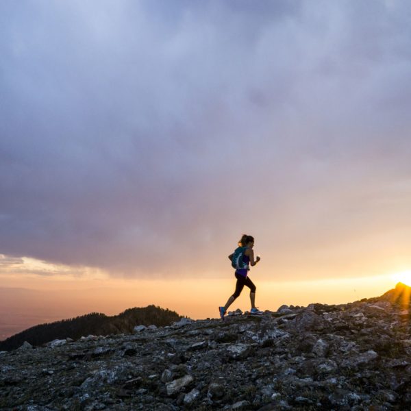 trail running at sunset