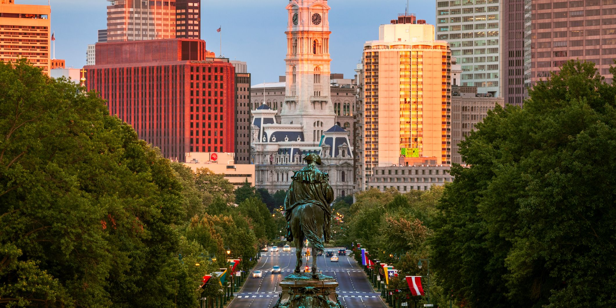 glow on city hall, philadelphia, pennsylvania, usa