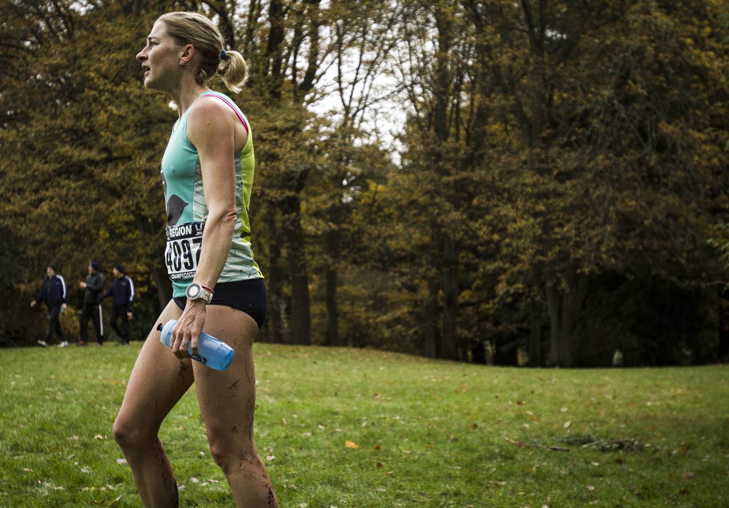 Lauren Fleshman, shown in running gear, walking