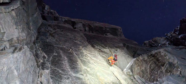 Climbing into the night at 6,370 meters.