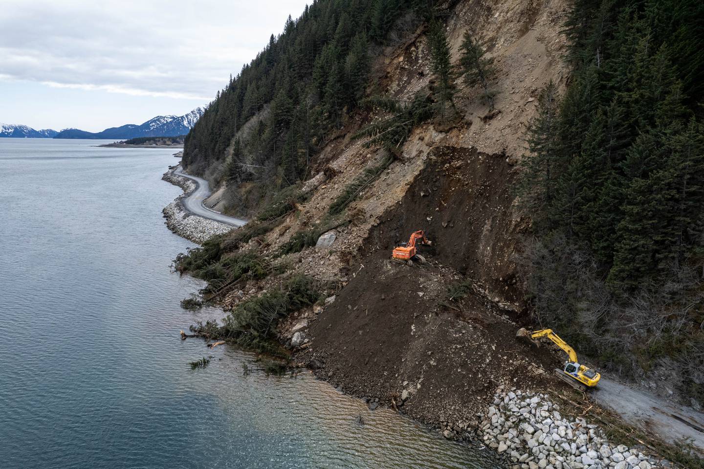 Lowell Point, Lowell Point Road, Miller's Landing, landslide, seward