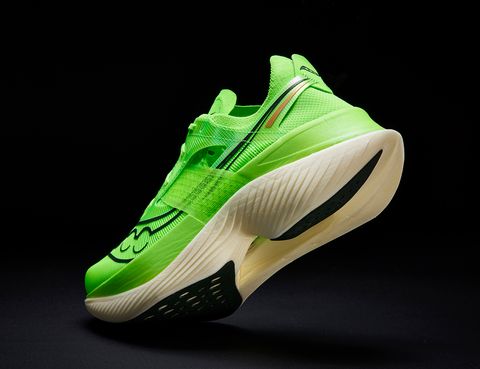 saucony endorphin pro in lime green feature of sole