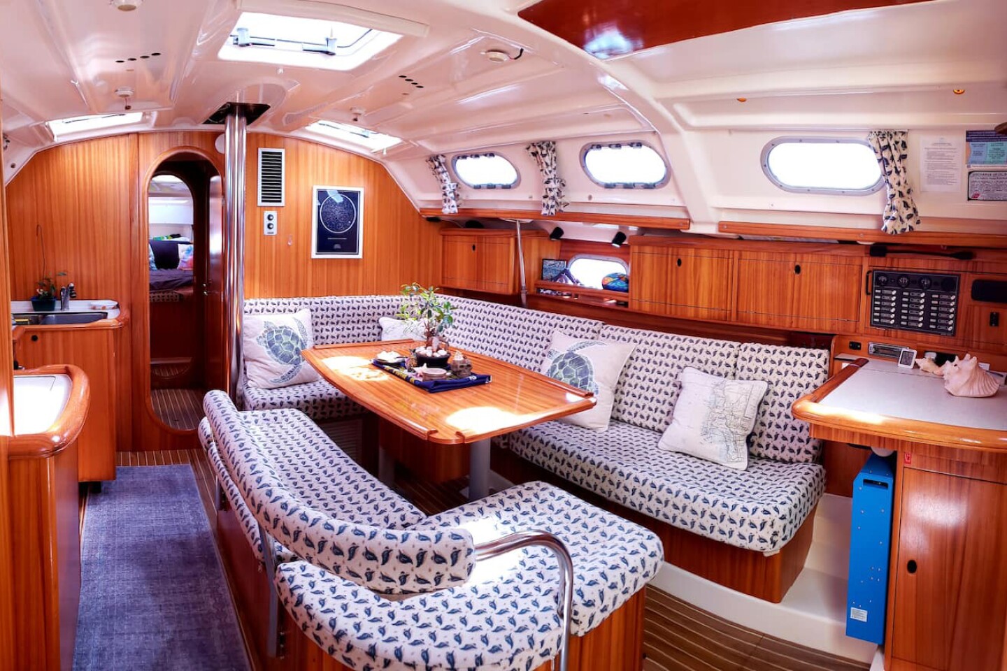 Inside a sailing yacht in Key West