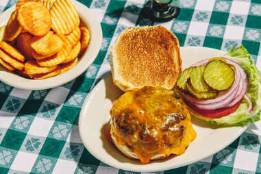 JG Melon burger with cottage fries