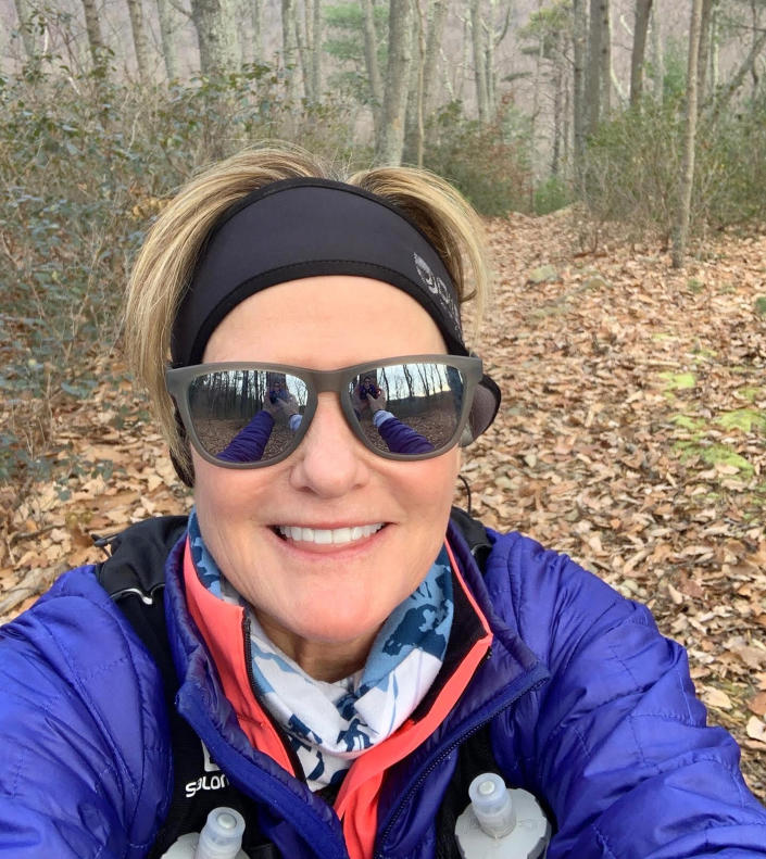Close to home, Jill Jamieson enjoys running and training for her upcoming marathons. Here she is on the Shenandoah Trail. (Courtesy Jill Jamieson)